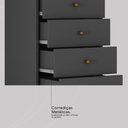 Ver imagem 6 de Mesa de Cabeceira Lateral Apoio 4 Gavetas Presence Rodízios para Quarto Amendola Grafito Demóbile