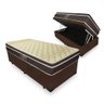 Cama Box Baú Solteiro King Marrom + Colchão 96x203x67cm - 1