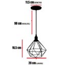 Ver imagem 2 de Kit 2 Pendente Aramado Diamante Luminária Lustre Luxo Pequeno Teto Retrô Agp Ilumini Industrial - Pr