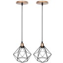 Ver imagem 1 de Kit 2 Pendente Aramado Diamante Luminária Lustre Luxo Pequeno Teto Retrô Agp Ilumini Industrial - Pr