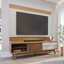 Ver imagem 1 de Rack C/painel Veneza 200cm P/tv até 75 Polegadas 1p Deslizante C/ripado Artesanal e 2 Gavetas Colibr