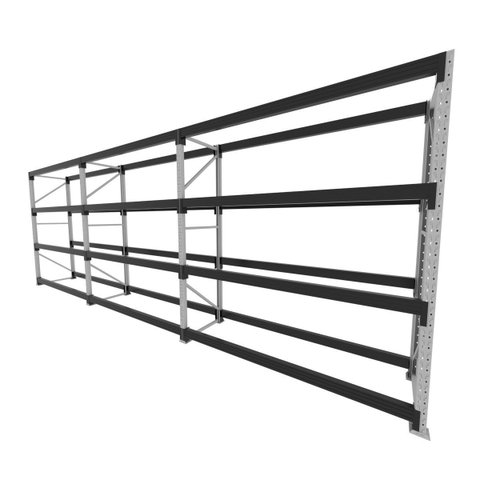 Mini Porta Pallet 200 Kg por Nivel Inicial +2 Continuação com 4 Niveis Preto com sem Mdf