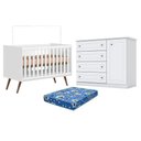 Ver imagem 1 de Kit Berço Americano Q Encanto 3820 Retrô MDP Colchão Incluso Branco Qmovi