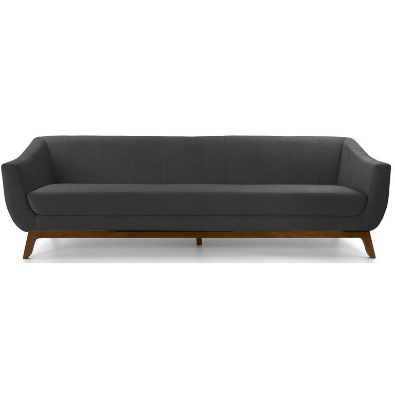 Sofá 3 Lugares Athenas, Cinza Base Madeira Harmônica Moveis