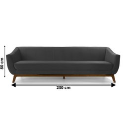 Sofá 3 Lugares Athenas, Cinza Base Madeira Harmônica Moveis - 5