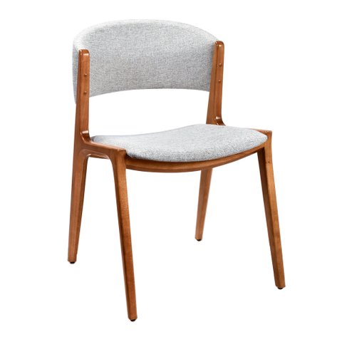 Cadeira para Mesa de Jantar Cyndi 53cm Madeira Maciça | Linho Cinza - Sallar Home