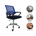 Ver imagem 6 de Kit 2 Cadeiras de Escritório Begonia Tela Mesh Ergonômica Giratória - Preto e Azul