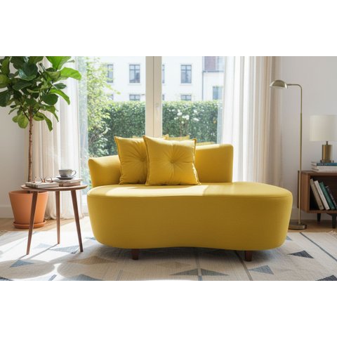 Namoradeira Sofá Feijão Suria 150cm Orgânica Couro Amarelo