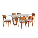 Ver imagem 2 de Conjunto Mesa Grécia com 6 Cadeiras Madeira Maciça, Multilaminada e Estofada Letícia Yescasa Off Whi
