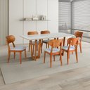 Ver imagem 1 de Conjunto Mesa Grécia com 6 Cadeiras Madeira Maciça, Multilaminada e Estofada Letícia Yescasa Off Whi