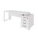 Ver imagem 4 de Mesa Escritório Diretor 1,70m a 1,92m 4 Gavetas Pé Metal F5