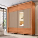 Ver imagem 1 de Guarda Roupa Roma 2 Portas Espelho 4 Gavetas Marrom Caemmun