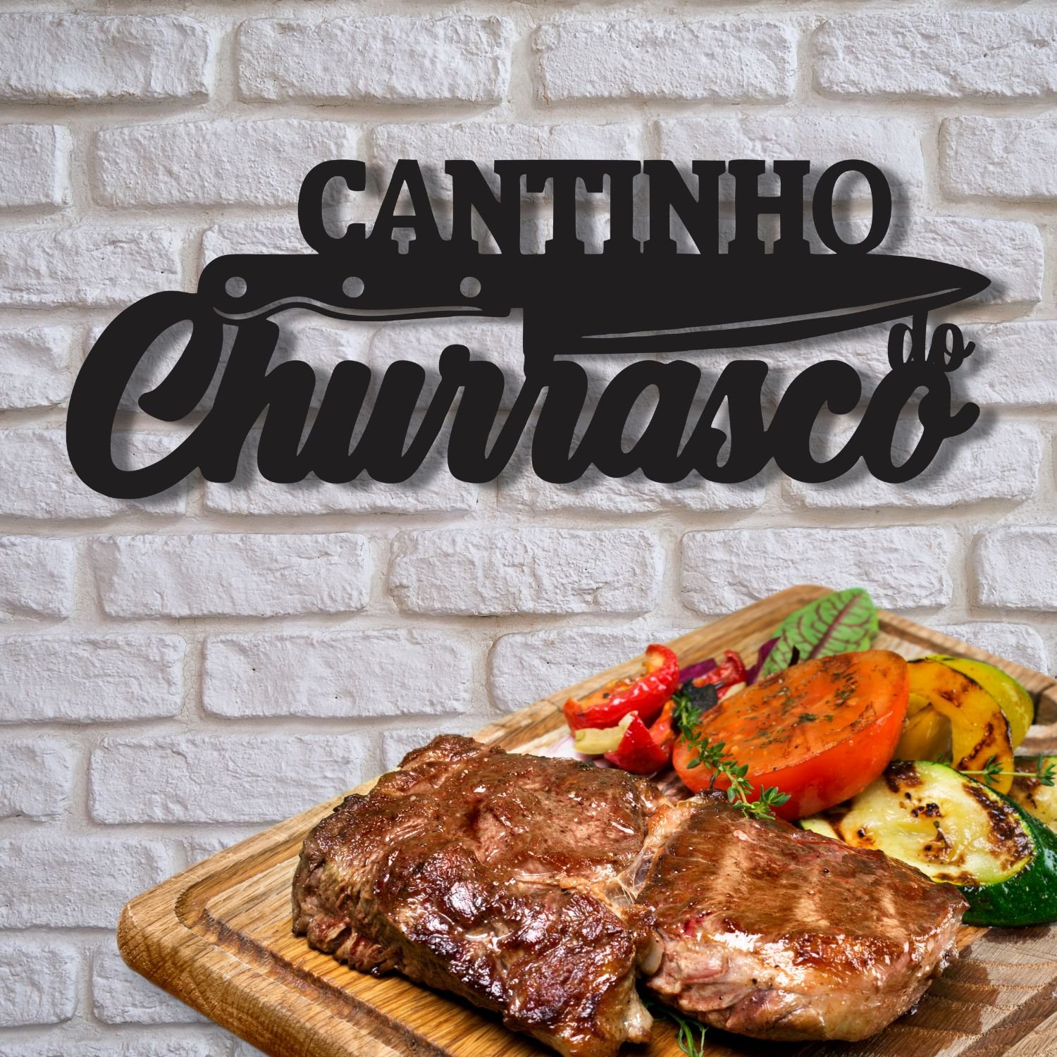 Painel Decorativo Cantinho Do Churrasco Em Mdf Faca Gourmet - 2