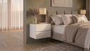 Ver imagem 1 de Kit 2 Mesa Cabeceira Suspensa Eros 2 Gavetas MDF Premium Branco