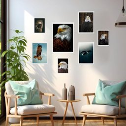 Kit 7 Quadors Decorativos Águia:moldura Branca - 2