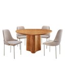 Ver imagem 2 de Sala de Jantar Mesa Selene com 4 Cadeiras Moderna Mobilia Brisa/cinamomo Imbuia/prata