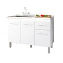 Ver imagem 2 de Balcão de Cozinha Pia Anita 1,20m 3 Portas 1 Gaveta Cor:branco