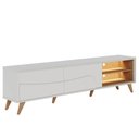Ver imagem 5 de Rack para Sala de Estar TV 75 pol com LED Pés Retrô 216cm Salerno C04 Off White Matte Freijó-