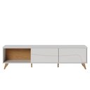 Ver imagem 7 de Rack para Sala de Estar TV 75 pol com LED Pés Retrô 216cm Salerno C04 Off White Matte Freijó-