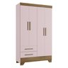 Guarda-Roupa 4 Portas 2 Gavetas GR4247 Rosa/Nature Bambole Rodial Móveis - 2
