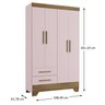Guarda-Roupa 4 Portas 2 Gavetas GR4247 Rosa/Nature Bambole Rodial Móveis - 4