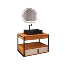 Ver imagem 1 de Gabinete Harley com Cuba Torneira Espelho Redondo Led 50cm Nature/off White
