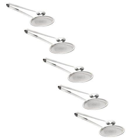 Kit 5 Escumadeiras com Pegador Fritura Inox 28cm Restaurantes Padarias Escorredor Óleo