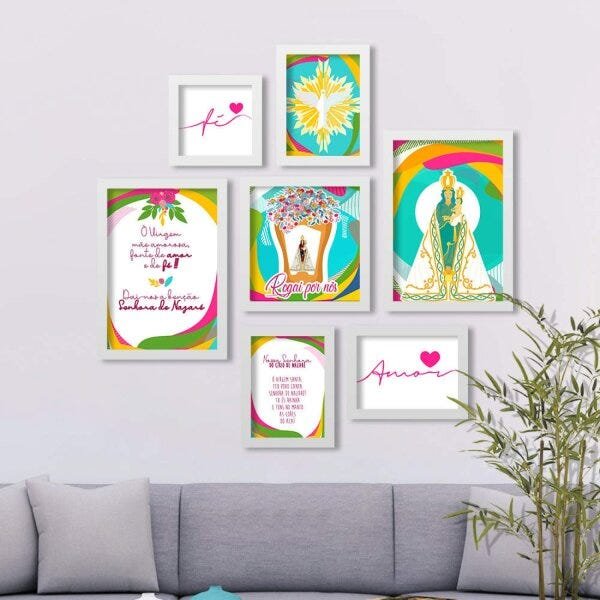 Conjunto 7 Quadros Decorativos Santos Católicos Los Quadros - 2