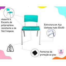 Kit 8 Cadeiras Infantil Iso Colors Brinquedoteca Escolas Ecomhome - 8