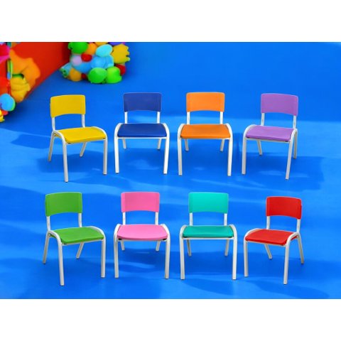 Kit 8 Cadeiras Infantil Iso Colors Brinquedoteca Escolas Ecomhome
