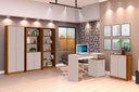 Ver imagem 1 de Conjunto 3 Armários Organizador e 1 Mesa Escrivaninha Office 1 Balcão Escritório Offwhite com Nature