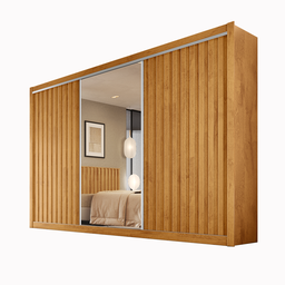 Guarda Roupa 3 Portas York 100% Mdf com Espelho Peroba - Móveis Europa - 2