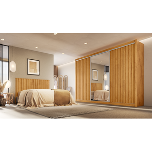 Guarda Roupa 3 Portas York 100% Mdf com Espelho Peroba - Móveis Europa