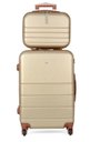 Ver imagem 4 de Conjunto de Malas para Viagem 3 Peças + 2 Frasqueiras Pk Luxcell - Rodinhas 360º - Cor Champanhe