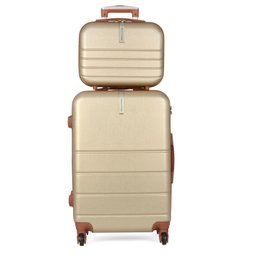 Conjunto de Malas para Viagem 3 Peças + 2 Frasqueiras PK Luxcell - Rodinhas 360º - Cor Champanhe - 4