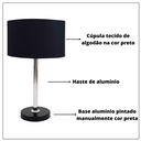 Ver imagem 5 de Kit 02 Abajur Sala Pé Redondo Preto Cúpula Preta