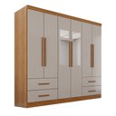Ver imagem 3 de Guarda-roupa Casal Balder Premium 6 Portas 4 Gavetas com Espelho Cinamomo/off White - Pnr Móveis