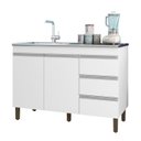 Ver imagem 1 de Balcão Pia 6150 sem Tampo 119 Cm 2 Pt 3 Gv Branco Plla