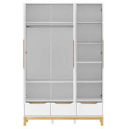 Guarda Roupa Infantil 3 Portas 3 Gavetas Linha Cozy Branco com Carvalho - Quater Móveis - 4
