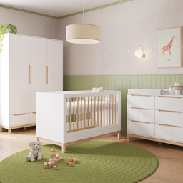 Guarda Roupa Infantil 3 Portas 3 Gavetas Linha Cozy Branco com Carvalho - Quater Móveis - 6
