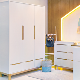 Guarda Roupa Infantil 3 Portas 3 Gavetas Linha Cozy Branco com Carvalho - Quater Móveis - 5
