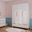 Ver imagem 7 de Guarda Roupa Infantil 3 Portas 3 Gavetas Linha Cozy Branco com Carvalho - Quater Móveis