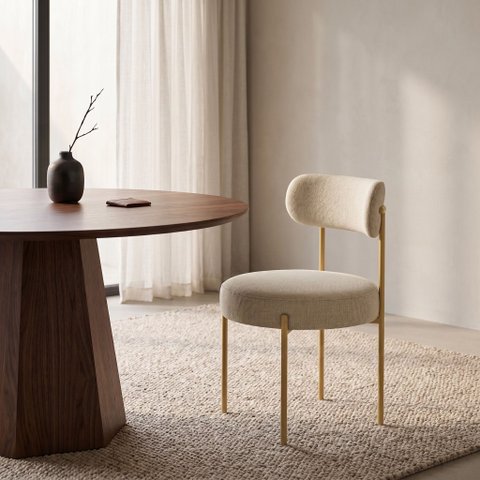 Cadeira Sala Jantar Margara Base Aço Dourado Linho D03 - D'Rossi