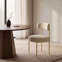 Ver imagem 1 de Cadeira Sala Jantar Margara Base Aço Dourado Linho D03 - D'Rossi