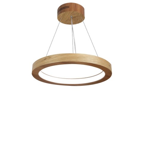 Lustre LED 22W Sirius Pendente Madeira Sala Jantar arco 40cm Madeluz Pendente Sirius LED Freijó Bran