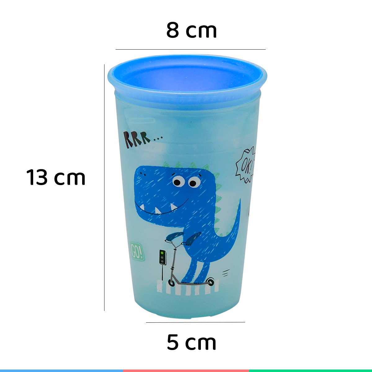 Copo Infantil Transição Para Bebês 12 Meses 360 Antivazamento Grande 235 mL  Clingo - Dino