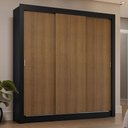 Ver imagem 1 de Guarda-roupa Casal 3 Portas de Correr Preto/rustic Sublime Plus Madesa