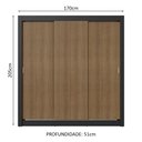 Ver imagem 4 de Guarda-roupa Casal 3 Portas de Correr Preto/rustic Sublime Plus Madesa