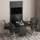 Ver mais imagens de Mesa de Reunião para Escritório com Painel 6 Lugares Preto