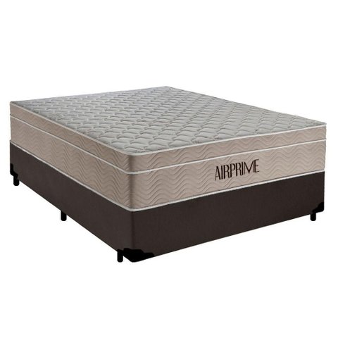 Cama Box Casal Sintético Cremil + Colchão Molas Ensacadas Airprime 138cm Marrom - Suporta até